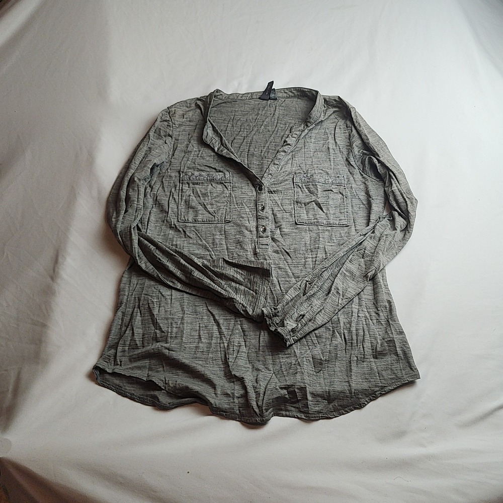 Ibex Art of Wool Henley Long Sleeve Heather Gray Women's Size Medium